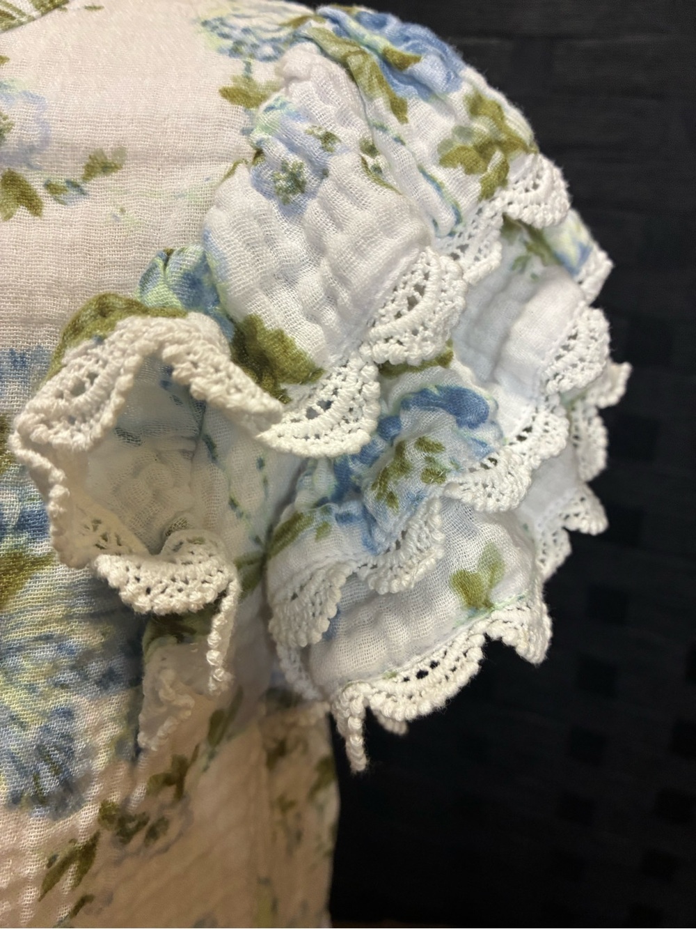 Laura Ashley White Button-Front Floral Blouse with Blue & Green Print - Picture 3 of 10